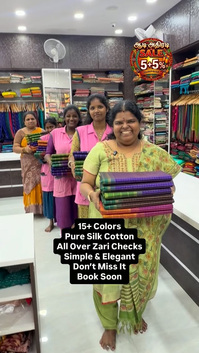 Zari checks - Pure Silk Cotton - Flat 5% less now - Book Soon - Lim...