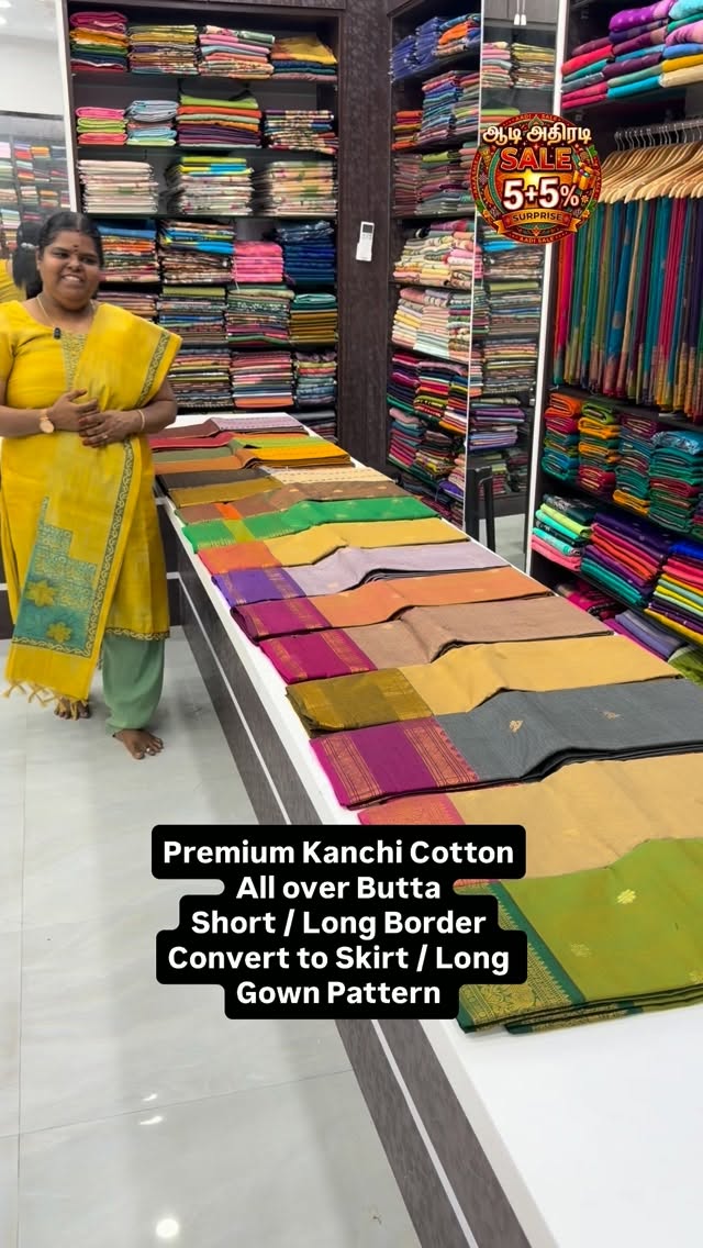 Premium Kanchi Cotton Sarees - Grand Pallu & Running  blouse 
- Cla...