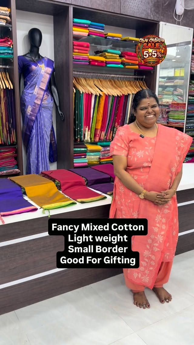 New Colors Added - Fancy Silk Mixed Cotton - Small Border - Good fo...