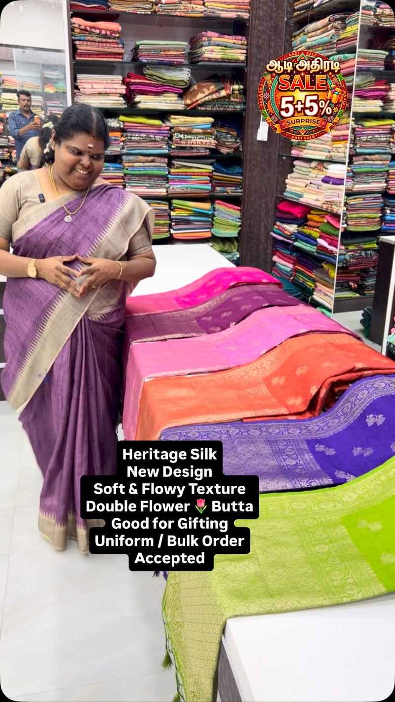 Heritage Silk Saree - Soft & Smooth Texture - All Over weaving patt...