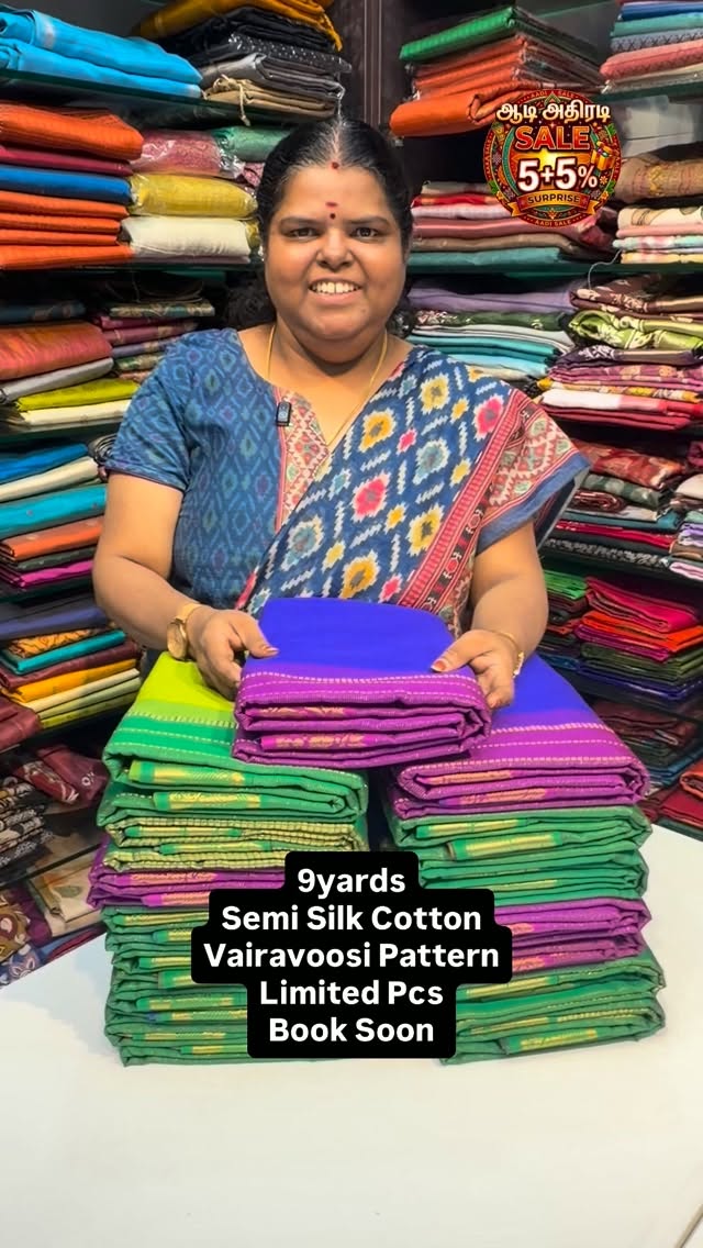 9 yards | Semi Silk Cotton | Flat 5% less 

Vallisvaseha.com
Search...