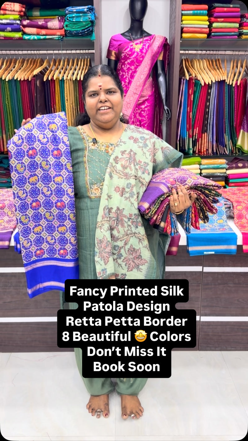 Semi Printed Silk - Retta Petta Border - Colourful Chart - Uniform ...