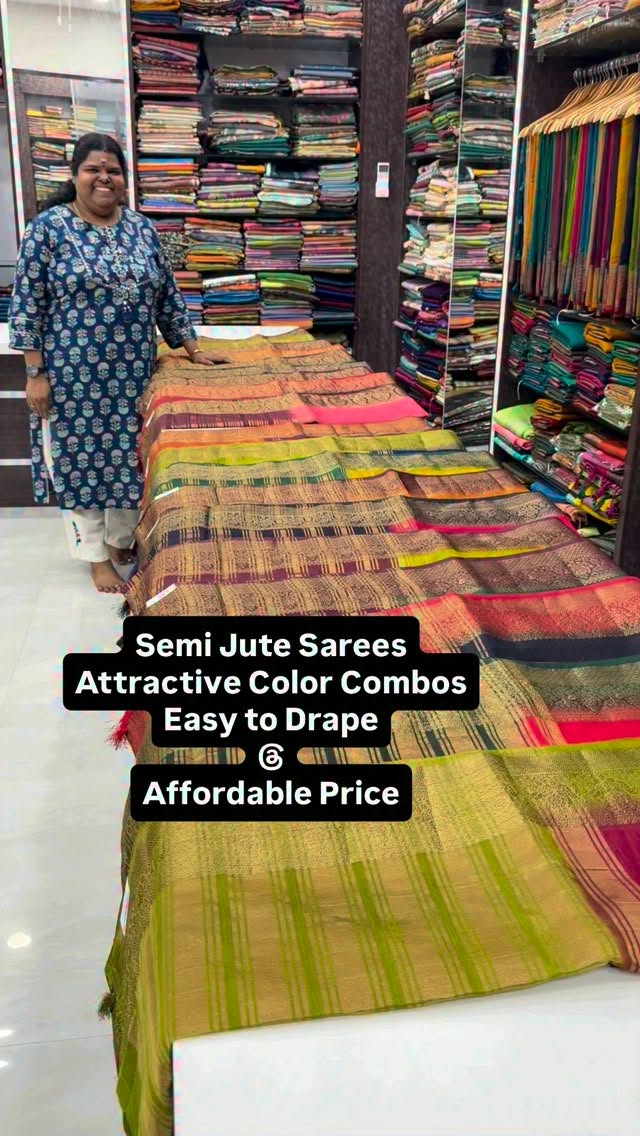 Semi Jute Silk Sarees 

Vallisvaseha.com
Search Code:- VVSJS001

Wa...