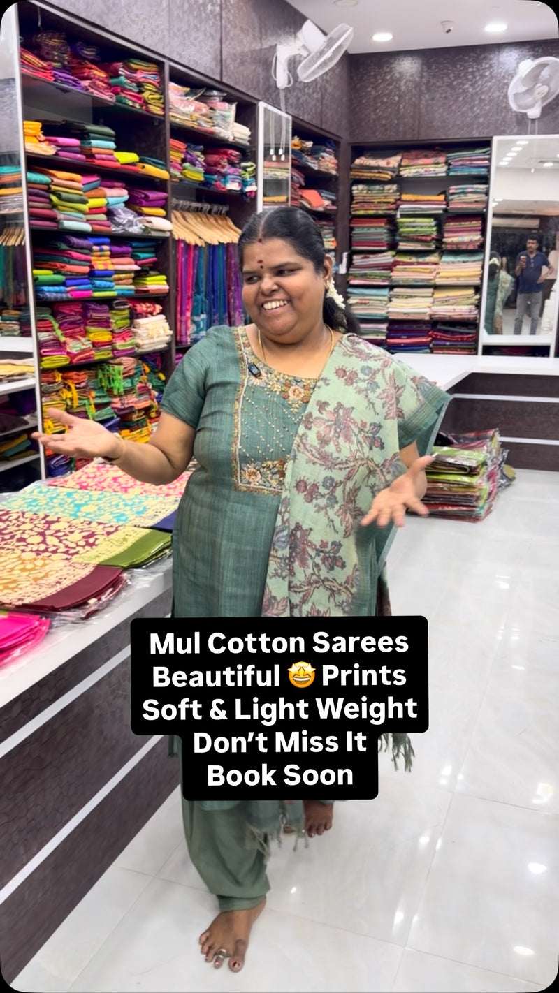 Mul Cotton Printed Sarees - Soft & Smooth Texture - Book Soon

Vall...