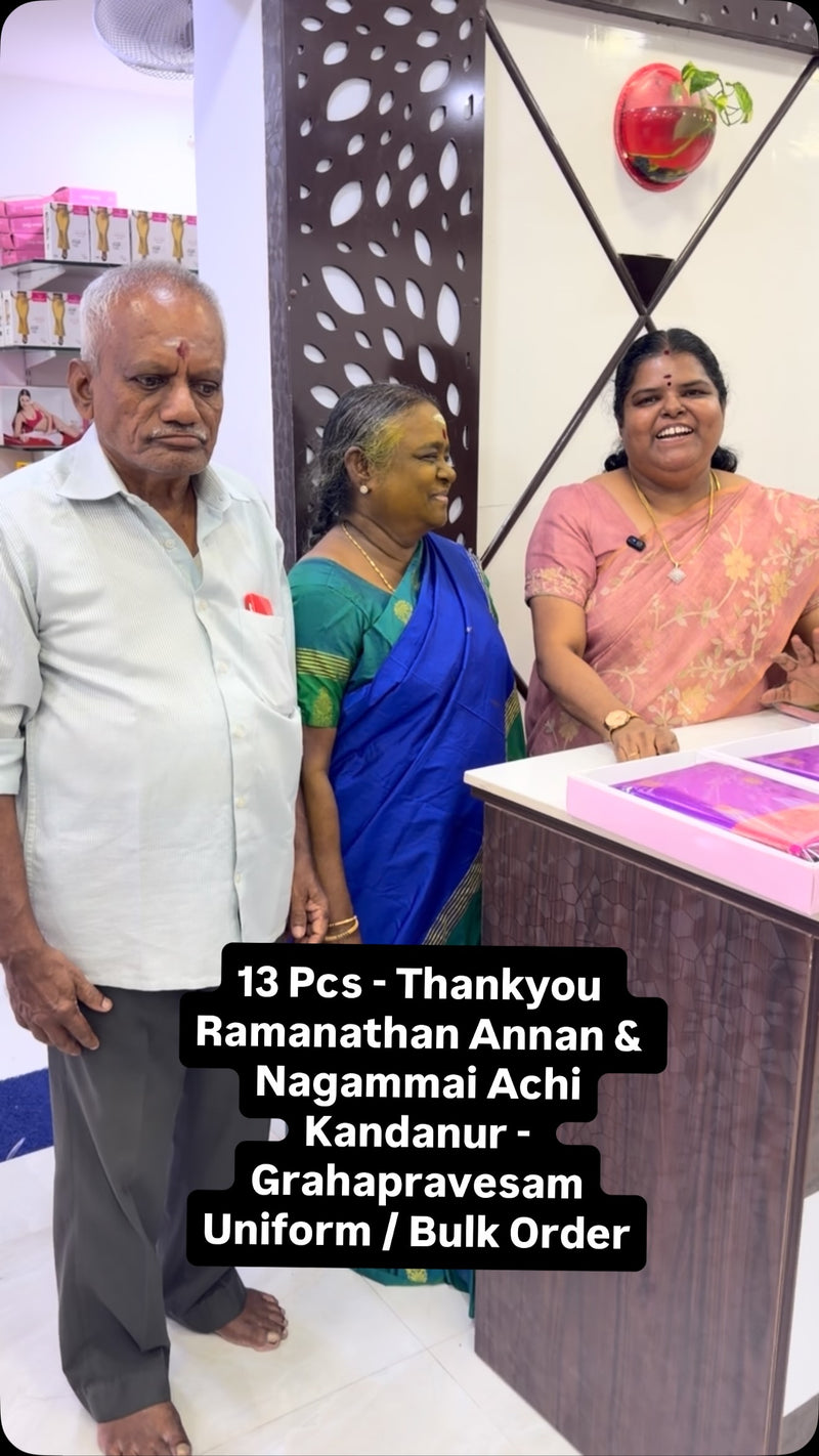 13 Pcs - Thankyou - Pure Kanchipuram Silk Saree - 
Ramanathan Annan...