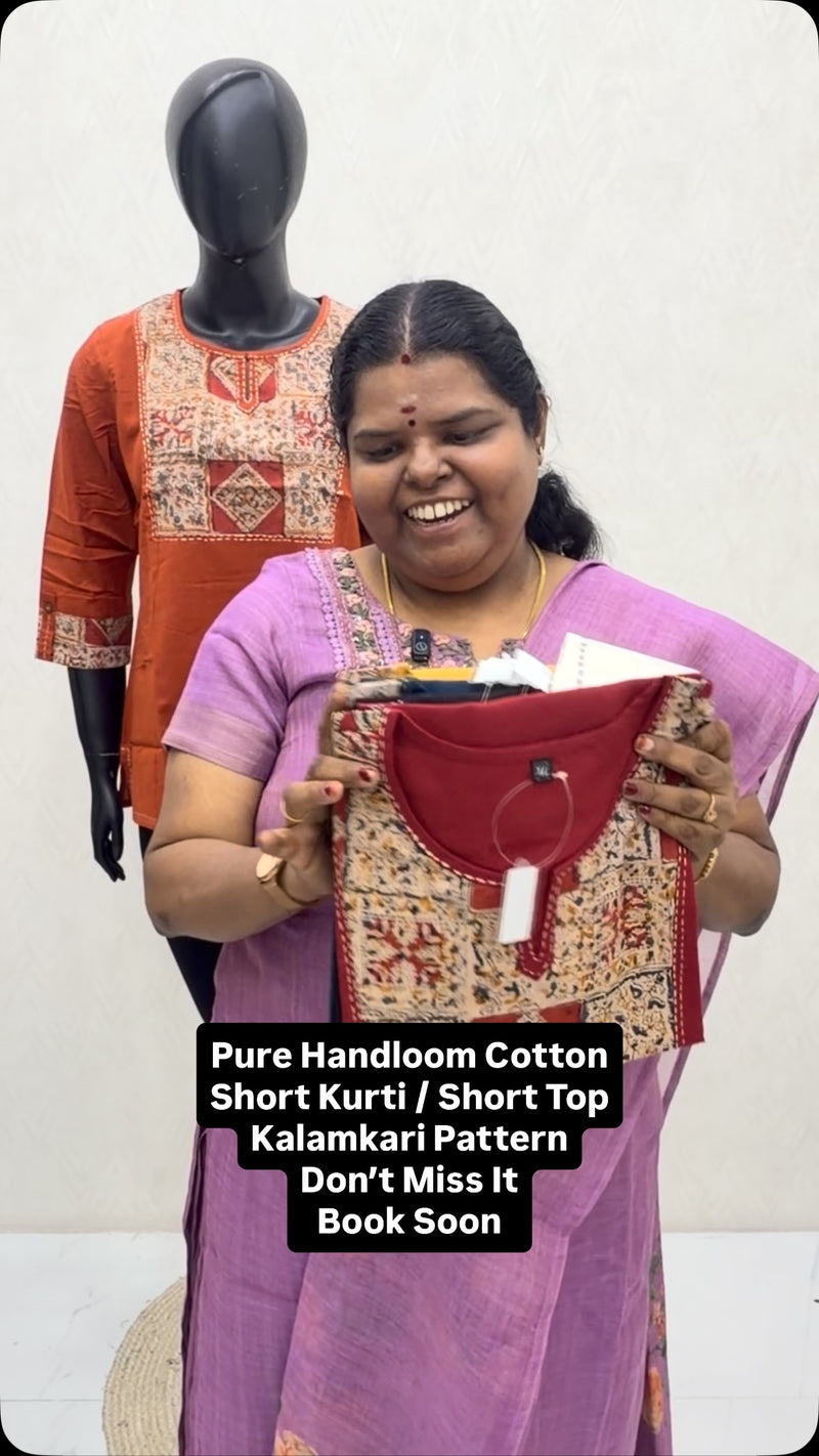Short Top | Pure Handloom | Kalamkari | Readymade | Pure Cotton | D...