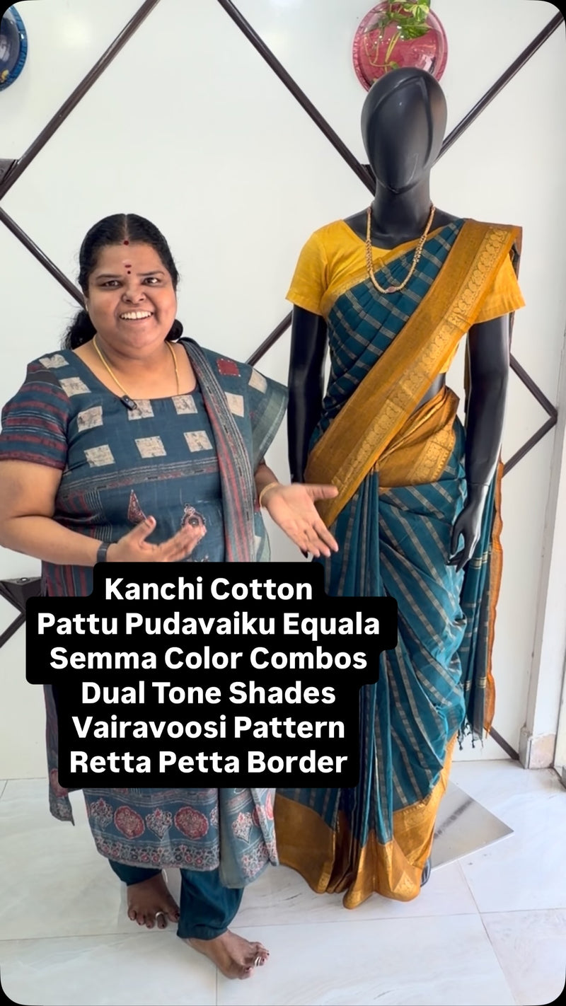 Premium Kanchi Cotton Sarees & Running  blouse 
- Classy & Elegant
...