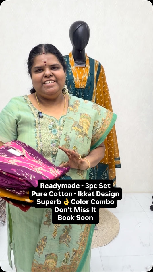 Readymade - Semi Anarkali Sets - Cotton - 3 pc Set | Don’t Miss It ...