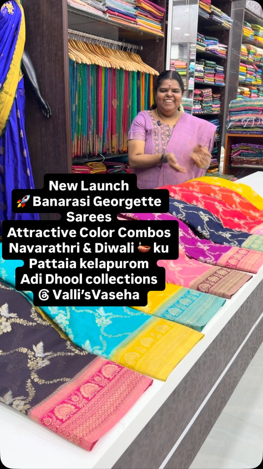 Navarathri Special - Premium Quality - Banarasi Georgette Sarees - ...