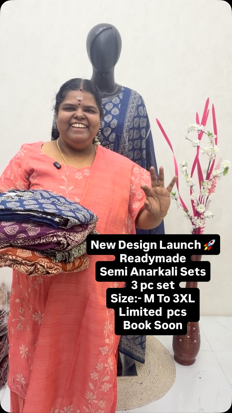 Readymade - Semi Anarkali Sets - Cotton - 3 pc Set | Don’t Miss It ...