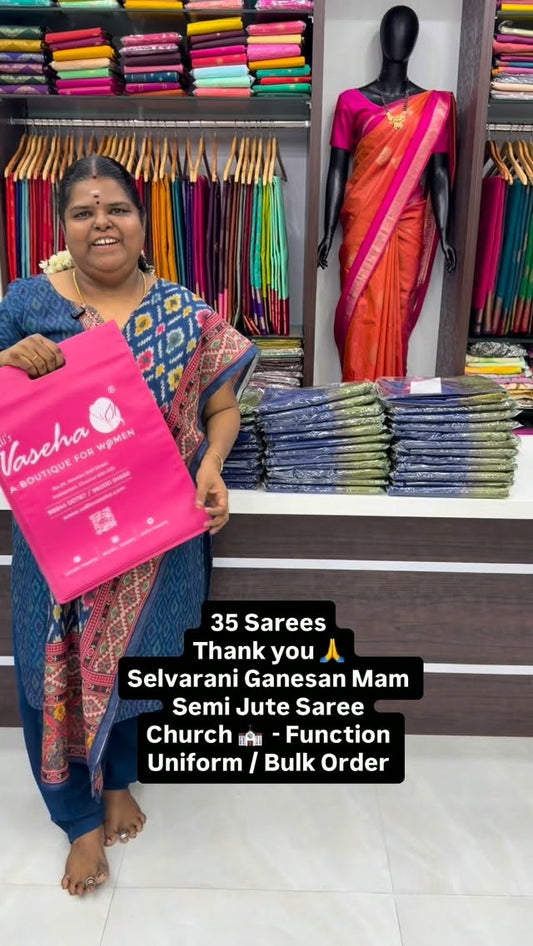 35 Sarees - Thank you 🙏 - Selvarani Ganesan Mam 
Semi Jute Saree -...
