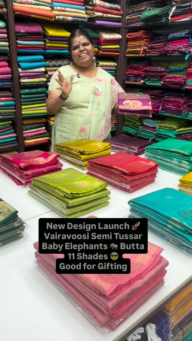 Semi Tussar Saree | Baby Elephant 🐘 Design | Vairavoosi Design 

V...