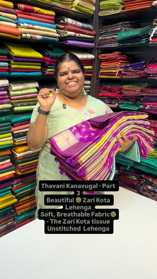 Thavani Kanavugal - Part - 3
Beautiful 🤩 Zari Kota Lehenga 
Soft, ...