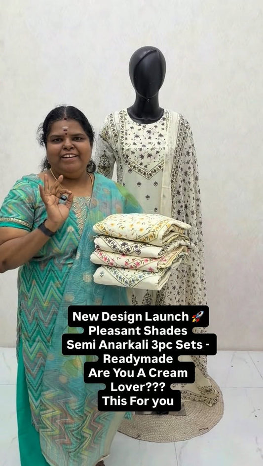 Readymade - Semi Anarkali Sets - Cotton - 3 pc Set | Don’t Miss It ...
