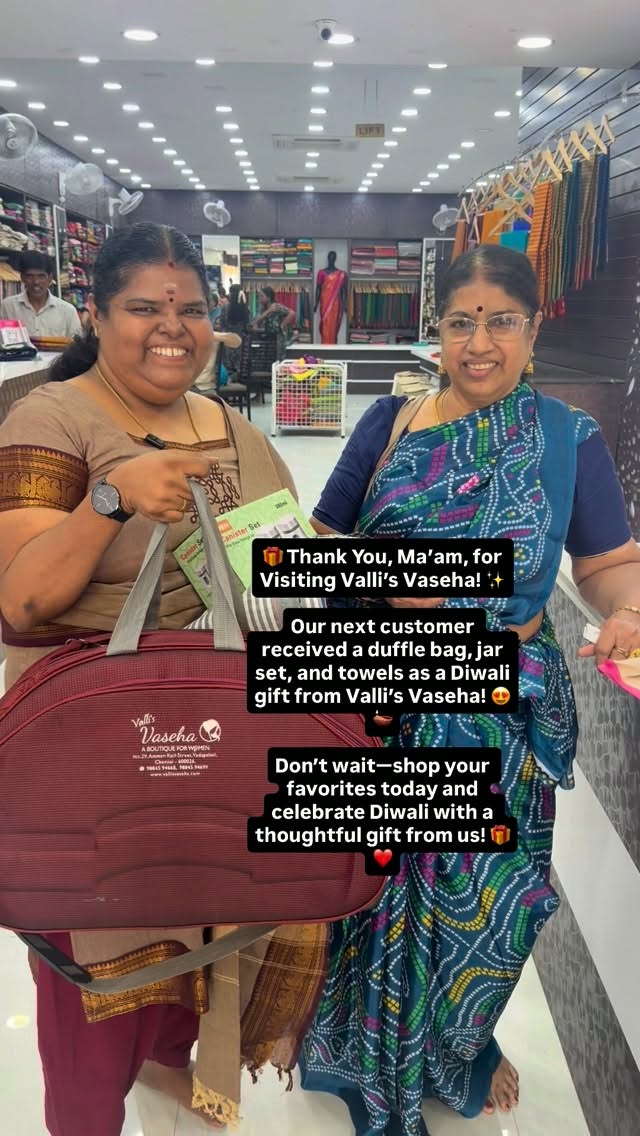 🎁 Thank You, Ma’am, for Visiting Valli’s Vaseha! ✨

Our next custo...