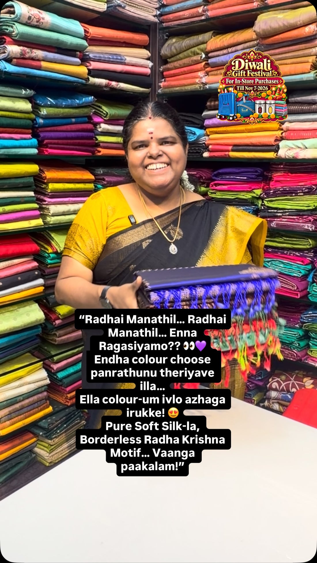 “Radhai Manathil… Radhai Manathil… Enna Ragasiyamo?? 👀💜
Endha col...