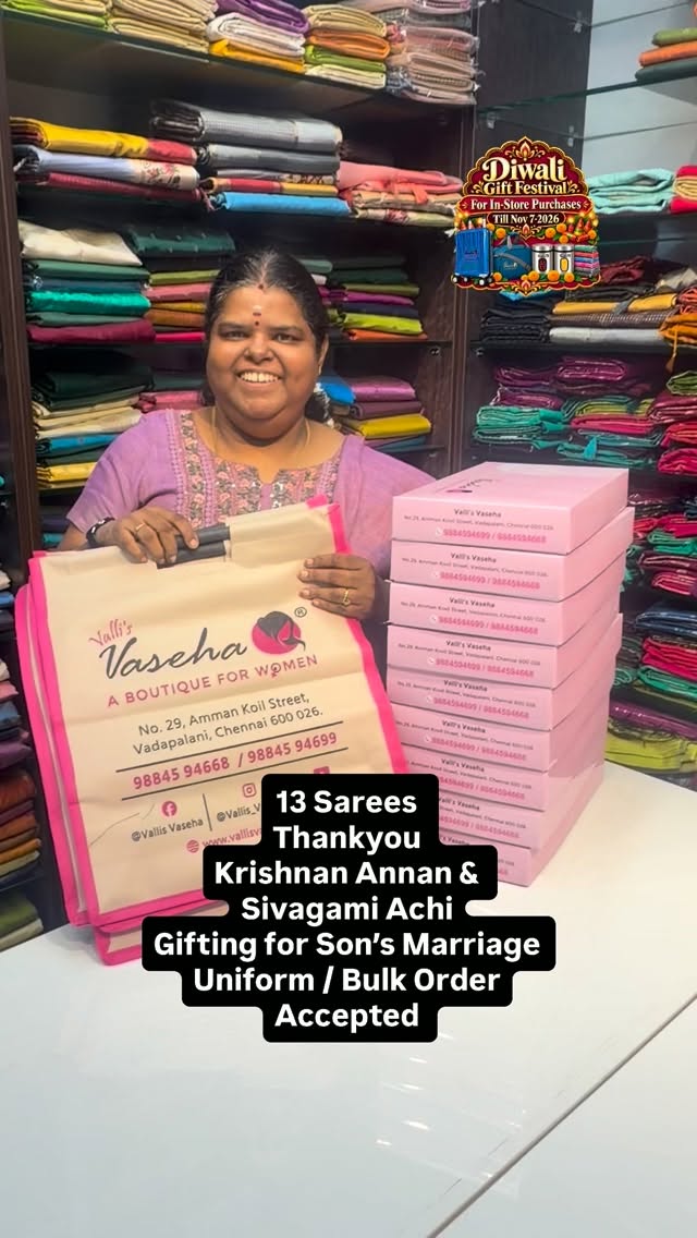 13 Sarees - Thankyou - Krishnan Annan & Sivagami Achi - Gifting for...
