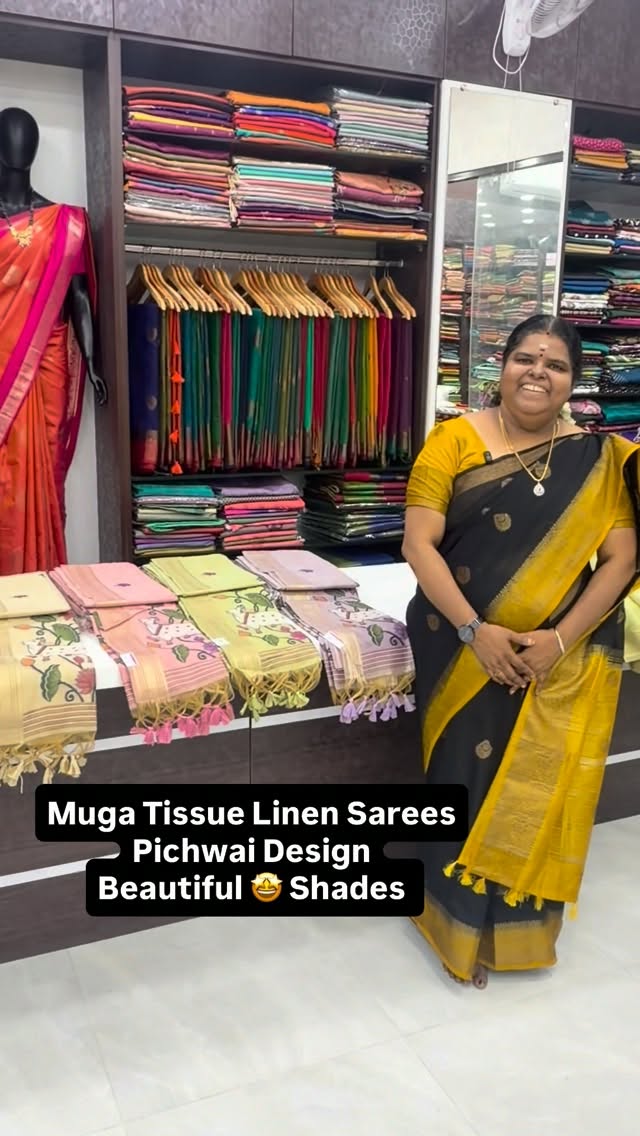 Muga Linen Tissue Saree | Soft | Thread Work | Book Soon

Vallisvas...