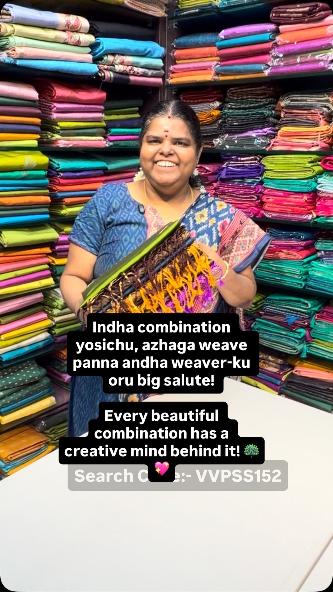 Indha combination yosichu, azhaga weave panna andha weaver-ku oru b...