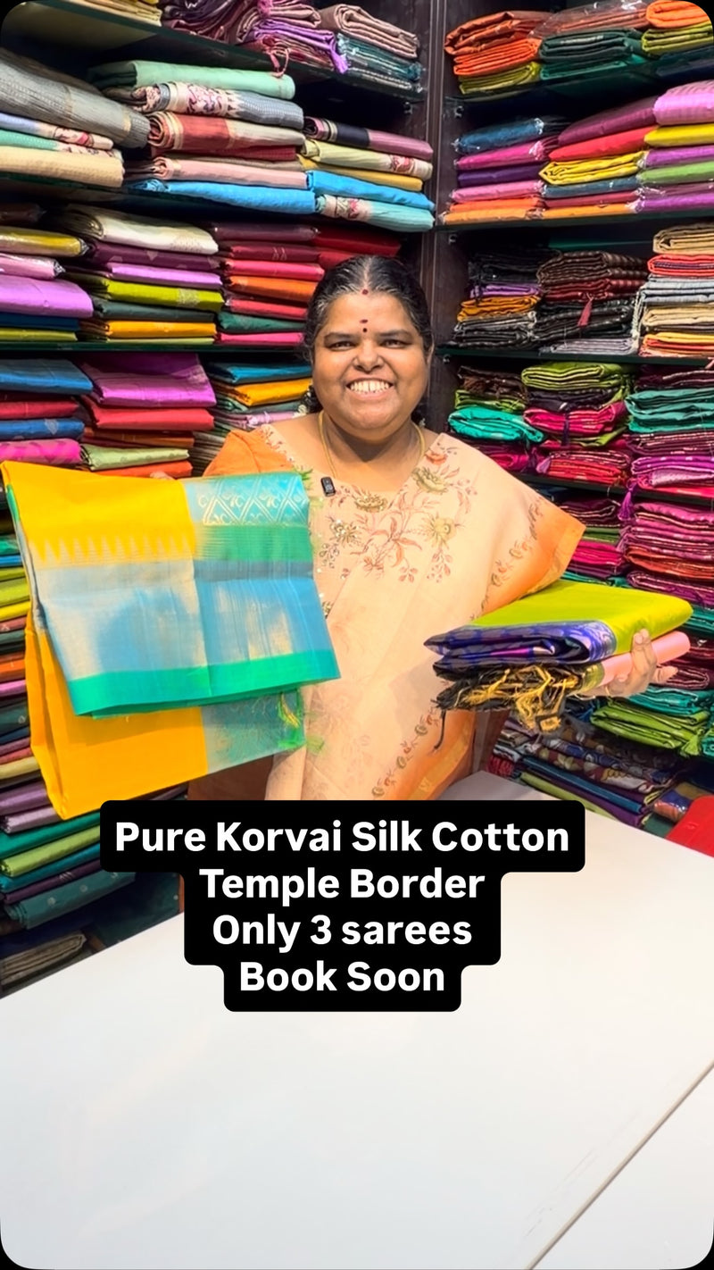 Pure Silk Cotton | Korvai Silk Cotton | Temple Design | Book Soon 
...