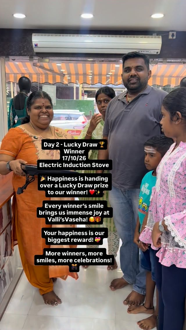 Day 2 - Lucky Draw 🏆 Winner
17/10/26
Electric Induction Stove - Mr...