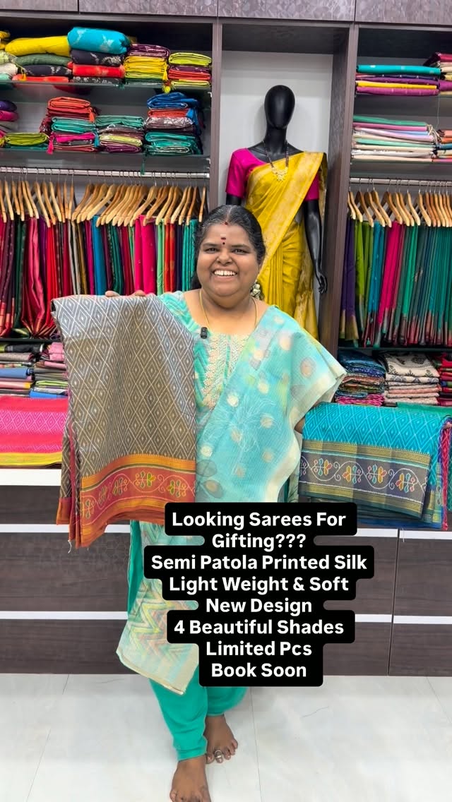 Looking Saree for gifting - Semi Patola Printed Silk Sarees - Dual ...