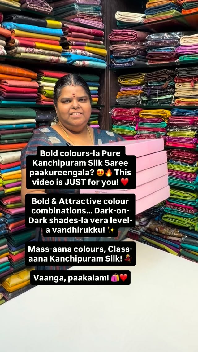 Bold colours-la Pure Kanchipuram Silk Saree paakureengala? 😍🔥 Thi...