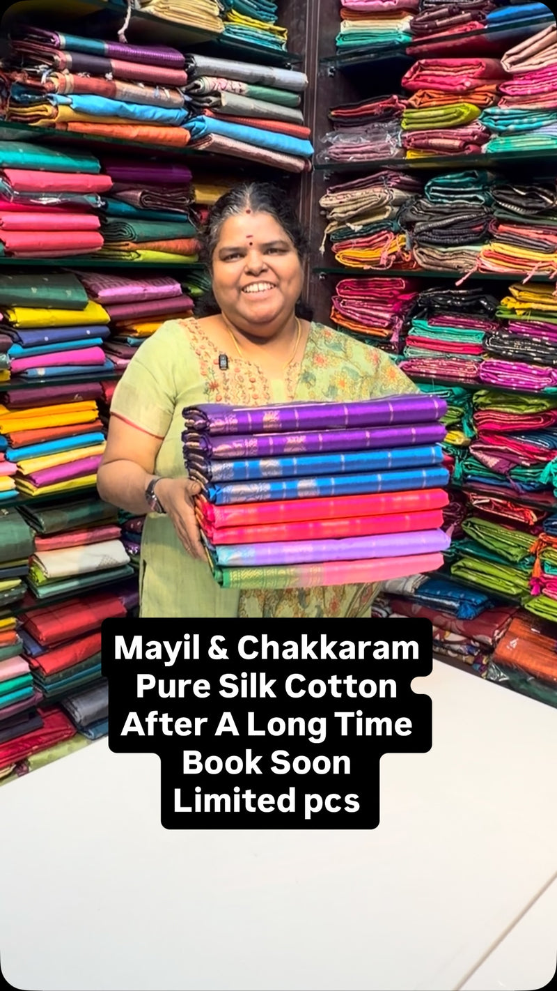 Long Time Ah Wait Mayil & Chakkaram Silk Cotton Sarees Vandhirukku!...