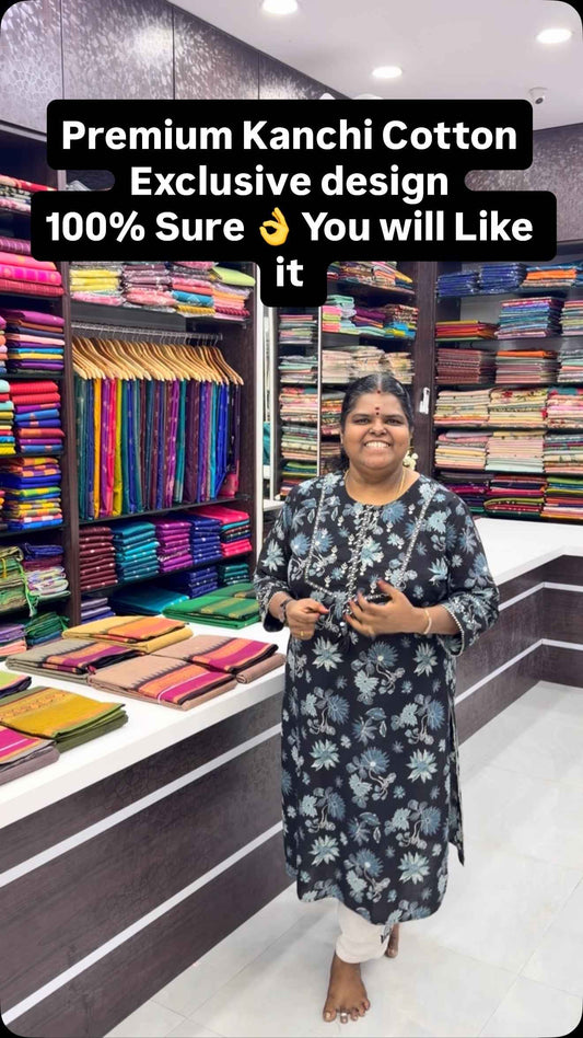 Premium Kanchi Cotton Sarees - Grand Pallu & Running  blouse 
- Cla...