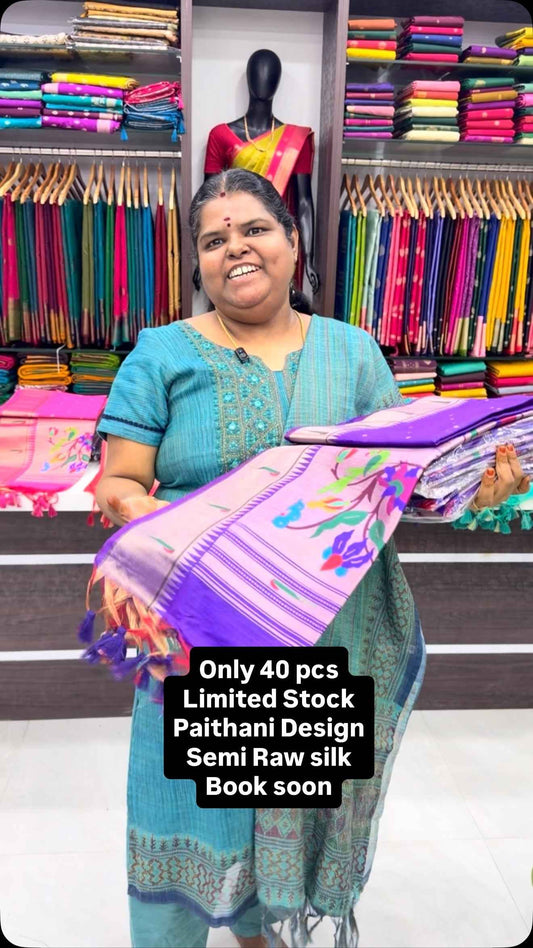 Paithani Design | Restocked | Semi Raw silk Saree | Flat 5% less no...