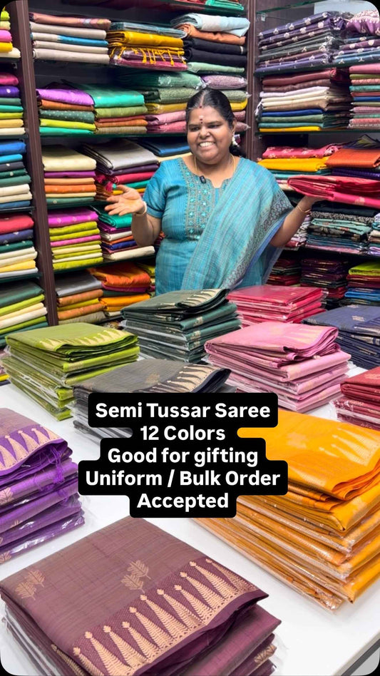 Get Ready to shine in  Semi Tussar silk saree 💫⚡️ | Good for gifti...