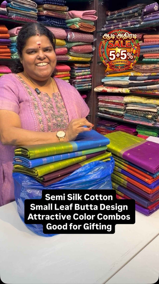 Small Leaf Butta | Semi Silk Cotton | Flat 5% less 

Vallisvaseha.c...