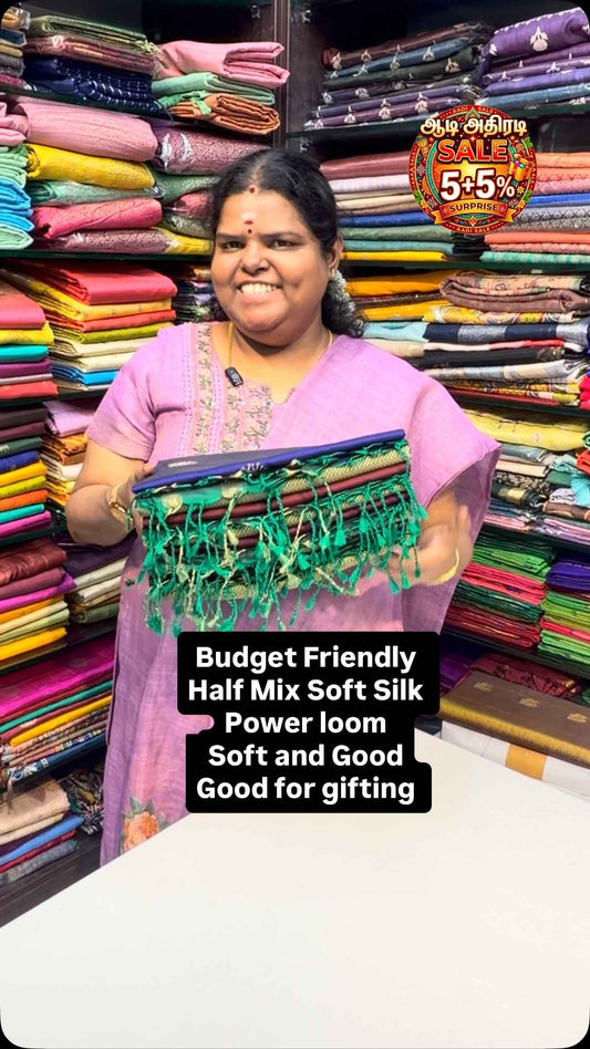Budget Friendly | Half Mix Soft Silk | Book soon | Flat 5% less 

v...