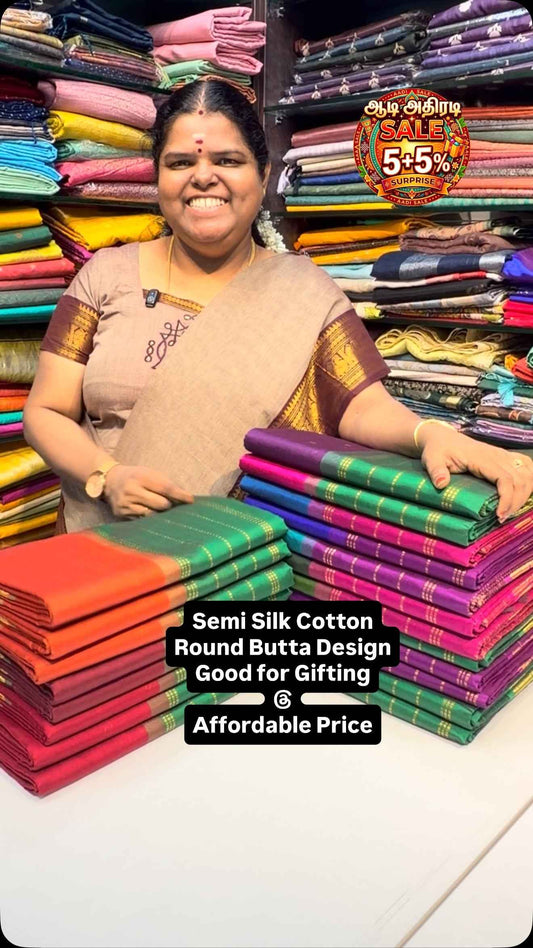 Small Round Butta | Semi Silk Cotton | Flat 5% less 

Vallisvaseha....