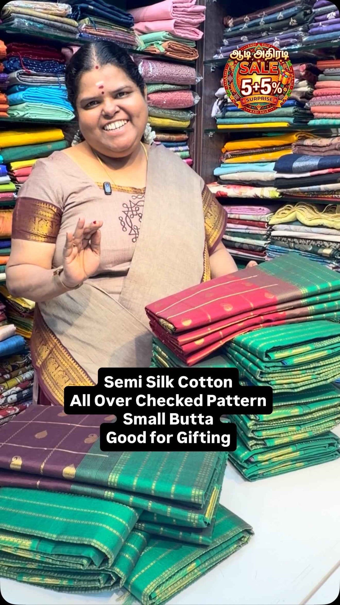 Checked Pattern | Semi Silk Cotton | Flat 5% less 

Vallisvaseha.co...