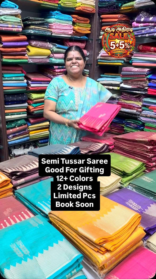 Get Ready to shine in  Semi Tussar silk saree 💫⚡️ | Good for gifti...