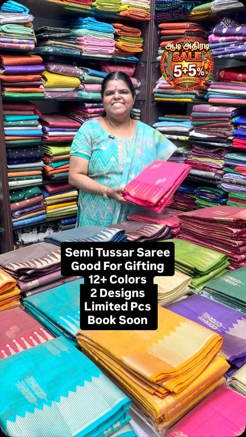 Get Ready to shine in  Semi Tussar silk saree 💫⚡️ | Good for gifti...