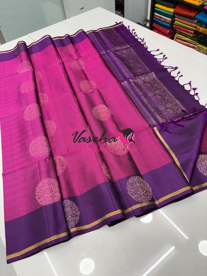 Pure Soft Silk Saree - Pink & Purple - VVPSS091