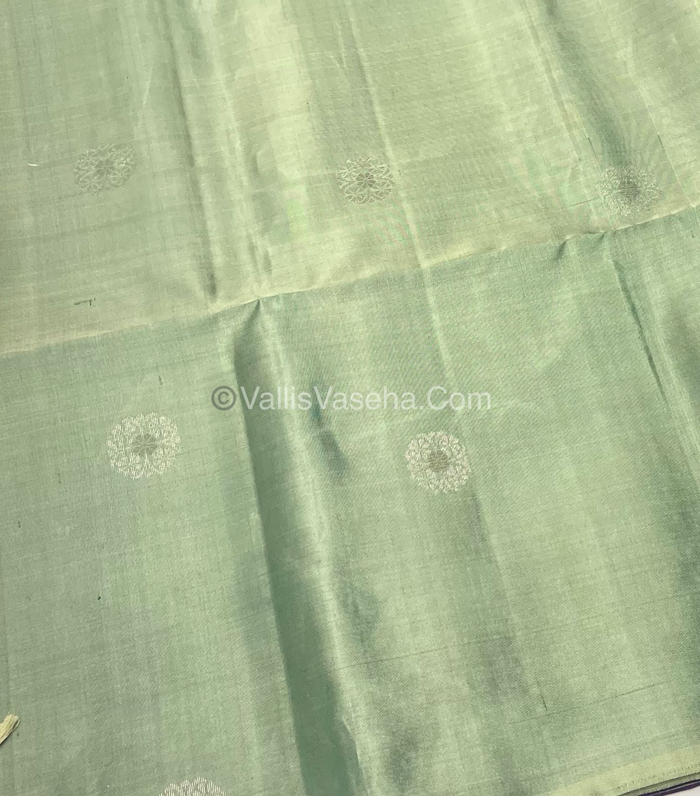 Pure Soft Silk Saree - Border Less  - Purple & Pastel Green Combo - VVPSS055