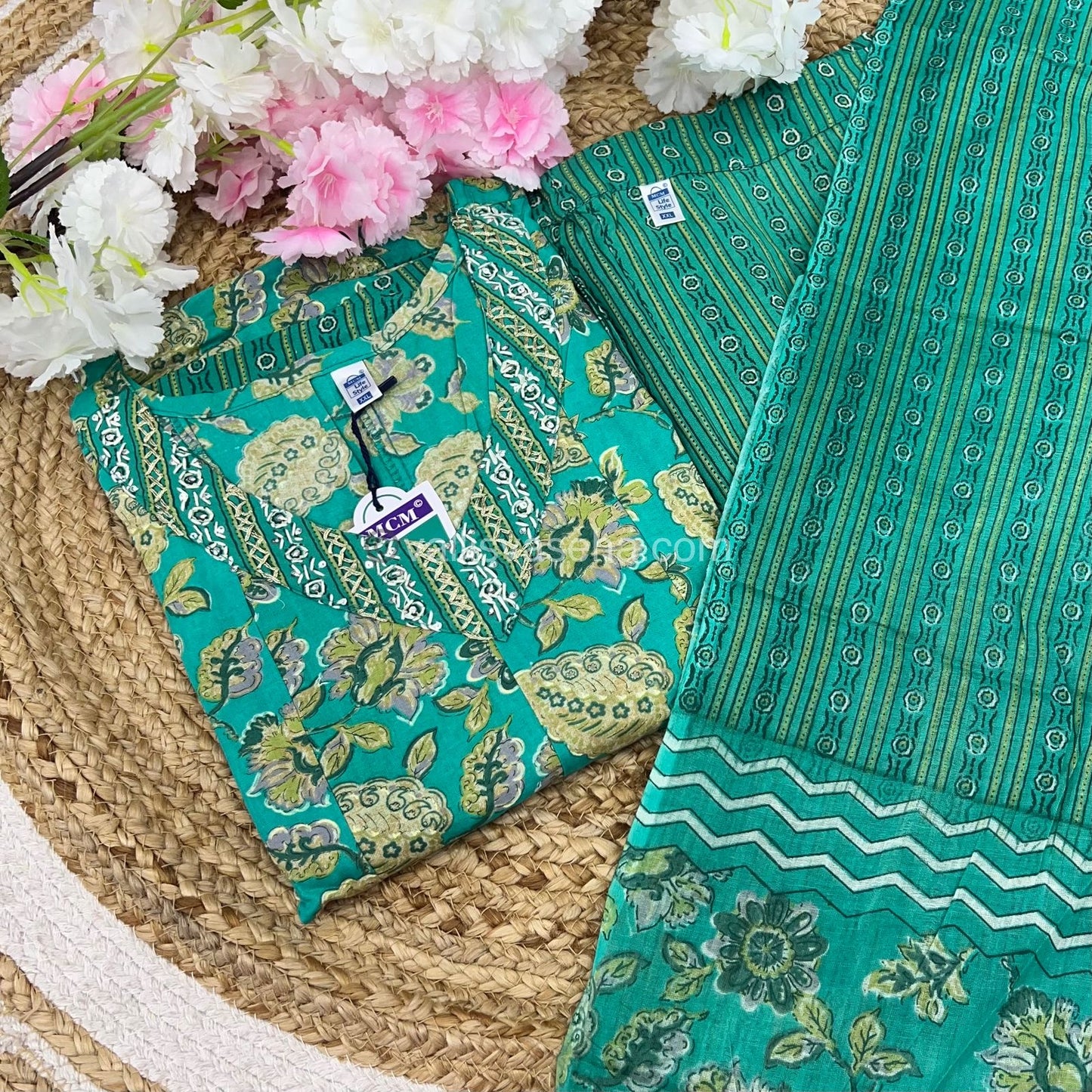 Ready Made - Anarkali - Salwar, Kameez & Duppatta(3pc)- Printed Cotton - VVAS004