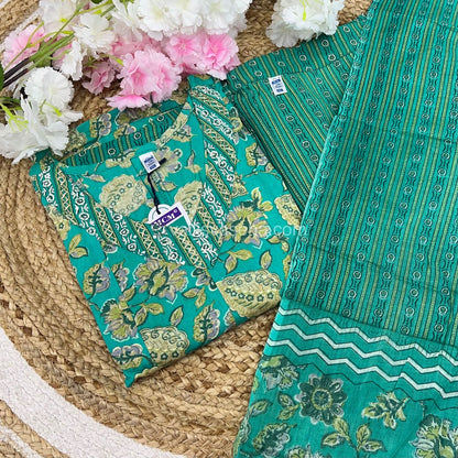 Ready Made - Anarkali - Salwar, Kameez & Duppatta(3pc)- Printed Cotton - VVAS004