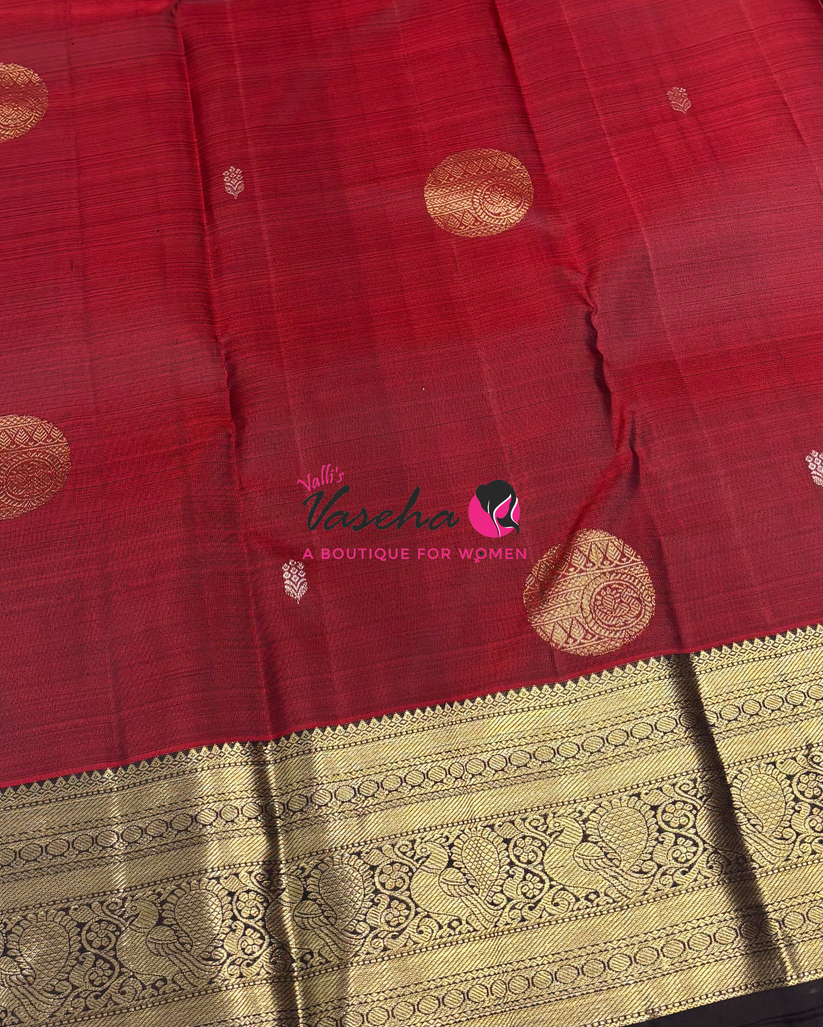 Pure Kanchipuram Silk Saree - Maroon With Brown - VVPS094