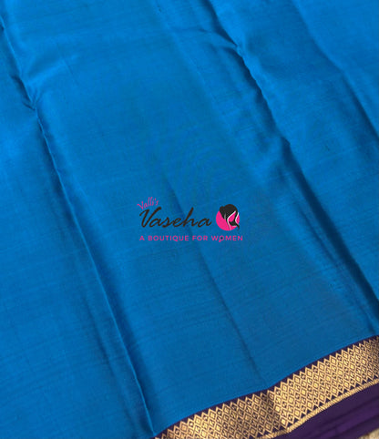 Pure Soft Silk Saree  -  Blue With Purple Combo - VVPSS146
