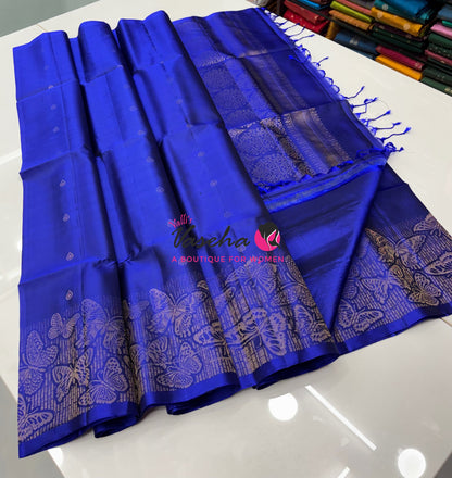Pure Soft Silk Saree  - Blue Shade - VVPSS094