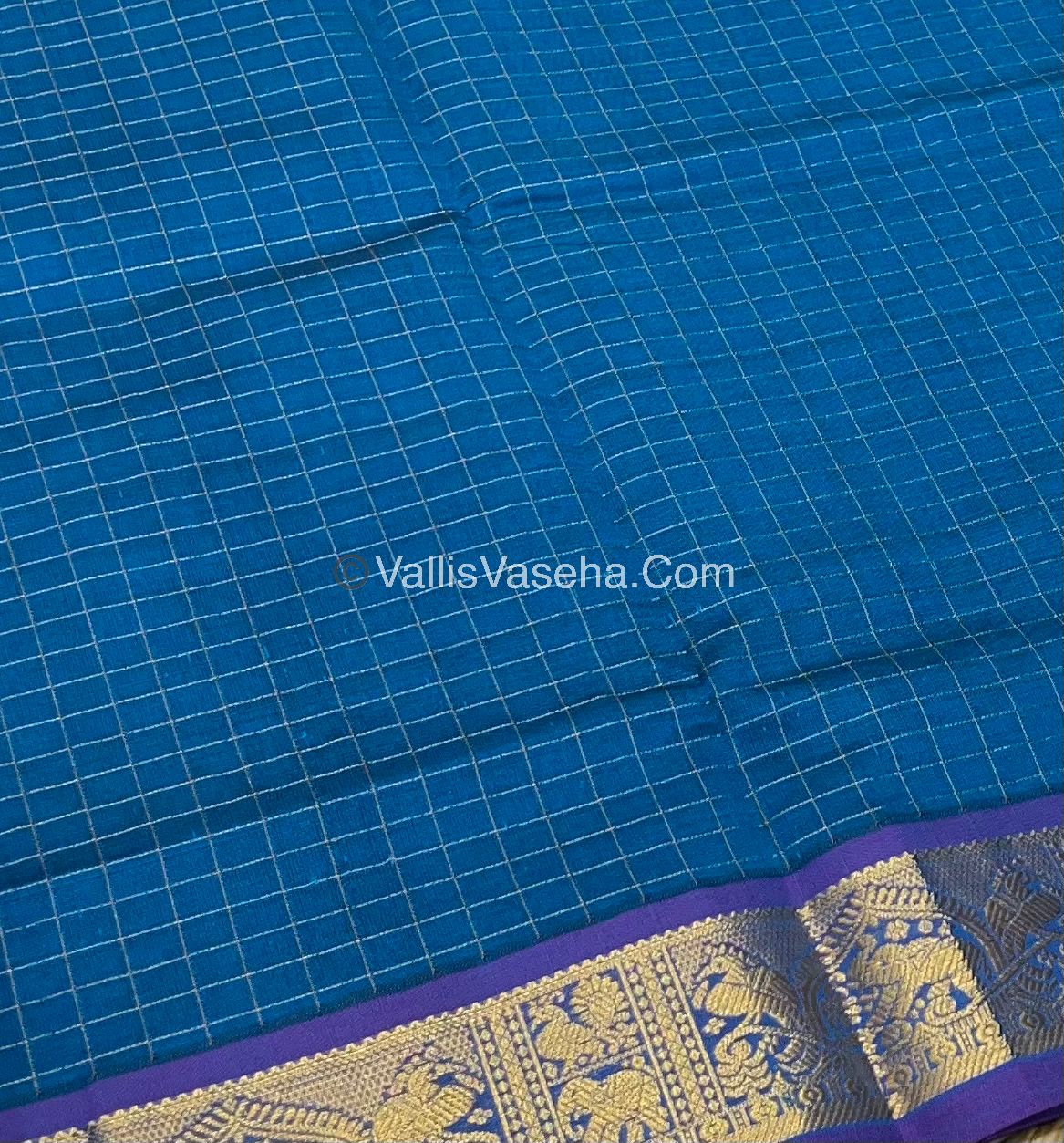 20% Offer| Semi Silk Cotton Saree |Blue With Purple shade |VVSSC002