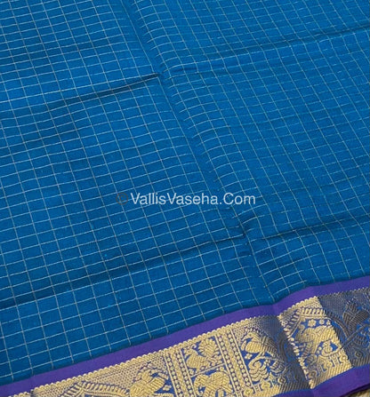20% Offer| Semi Silk Cotton Saree |Blue With Purple shade |VVSSC002