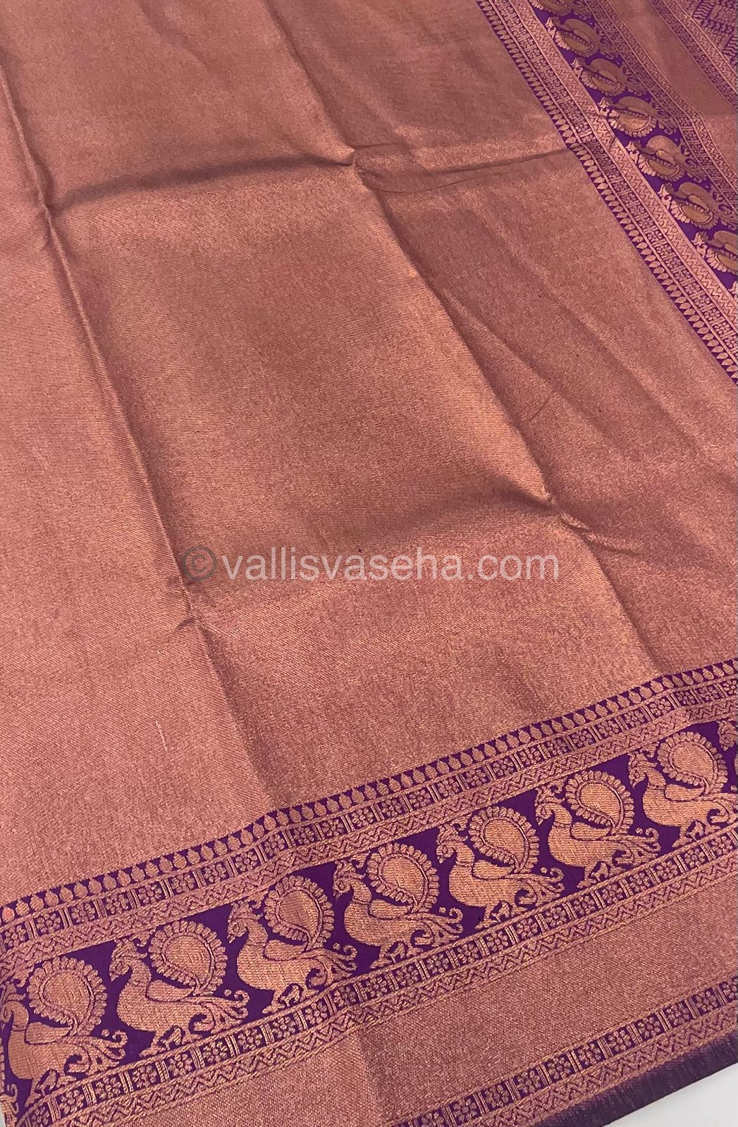 Semi Silk Saree - Kanchi Semi Silk Style - Peacock Border - VVSSS006