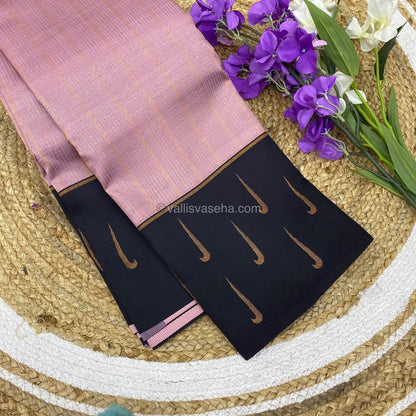 Kanchi Semi Silk - Light Pink with Black - VVKSS001