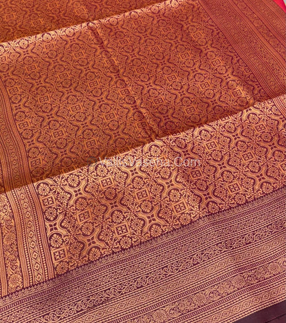 Semi Soft Silk - Peachish Gold  With Dark Purple Shade -VVSSS032 - 1