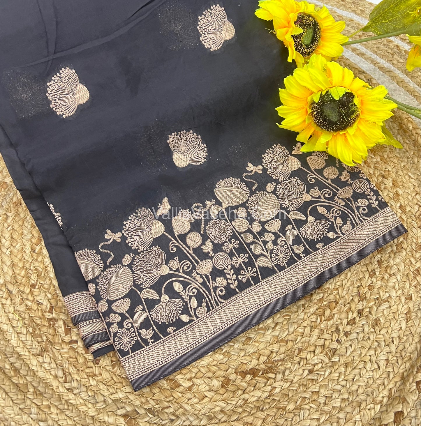 Banarasi Premium Viscose Saree - Black Shade - VVBPV001